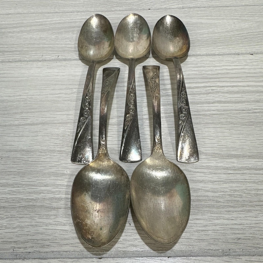Revelation Silver Plate Flatware (Set Of 5) Soup Spoons Vintage